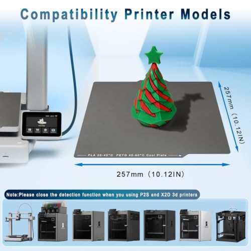 Cool Plate 3D Printer Platform 257 x 257 mm Grey for Bambulab X1, X1C, X1E, P1P, P1S, P2S, A1