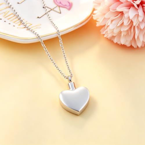 Rose Flower Cremation Jewelry for Ashes of Loved Ones Keepsake Heart Flower Urn necklace Locket Eternity Memorial Forever in My Heart Ashes Keepsake Necklace Silver