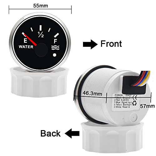 KAOLALI Water Gauge - 52mm/2in Water Gauge for Boat RV Camper (9-30V DC)