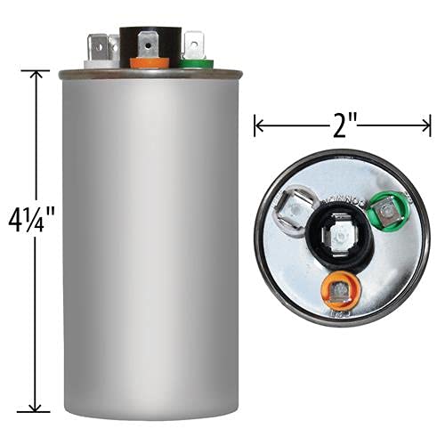 Goodman CAP050400440RTP Replacement - 40 + 5 uf / Mfd 370 / 440 VAC AmRad Round Dual Universal Capacitor , Made in the U.S.A.