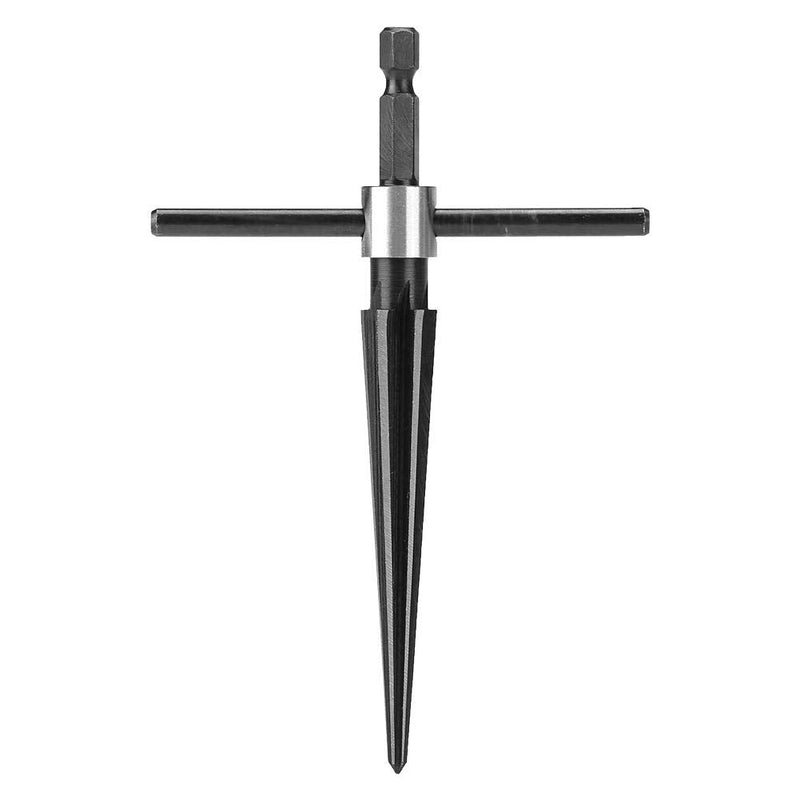 Handheld T Shape Tapered Hex Reamer Bridge Pin Hole Carbon Steel, Handle Drilling Tool for Taper Holes on Top of Planks, Chamfering, Screw Sinking Holes