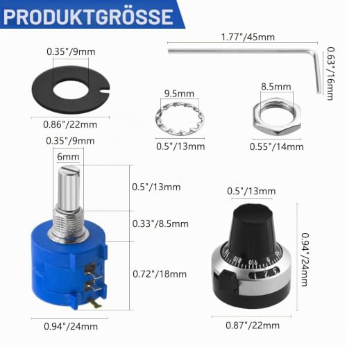 WMYCONGCONG 10k Ohm Potentiometer 3590S Rotary Potentiometer, Precision Potentiometer with 10 Turns, Wire Winding, Adjustable Resistance and Counting Knob, 3590S-2-103L