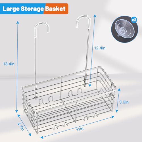 YUOROS 304 Stainless Steel Shower Caddy Hanging (Silver) Silver 1 Tier