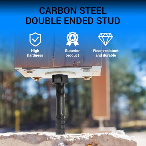 MOUMOUTEN M8 x 50mm double-end threaded studs, Grade 8.8 carbon steel, 60-piece set