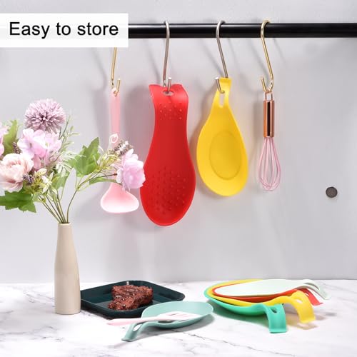 uxcell Silicone Spoon Rest, 7.68" x 3.74" Heat Resistant Kitchen Utensil Holder Spatula Ladle Rest for Counter Stove Top, Black 16Pcs 16