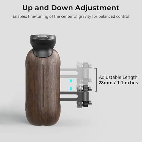 SmallRig Wooden Side Handle for Camera Cages with 1/4"-20 Threaded Holes, Left or Right Side Ergonomic Handgrip, 28mm / 1.1in Vertical Adjustment, 15kg / 33.1lb Load Capacity with 1/4"-20 Screws