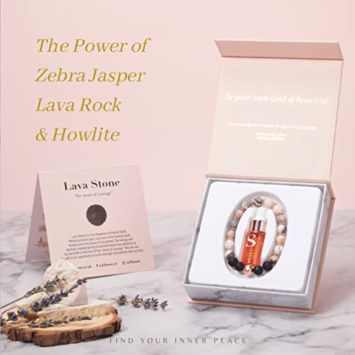 Aromatherapy Bracelet for Women, Crystal Beads Gift for Her, Birthdays, Anniversaries, Lava Stone Diffuser with Essential Oils