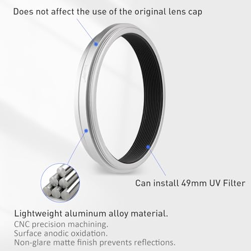 Haoge X100VI X100V Camera Filter Adapter Ring and Haoge Silver 49mm UV Filter Kit for Fujifilm x100vi Fuji FinePix X100V Camera