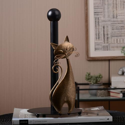 HAUCOZE Cat Paper Towel Holder Countertop Metal Paper Roll Stand 13.4 Inch