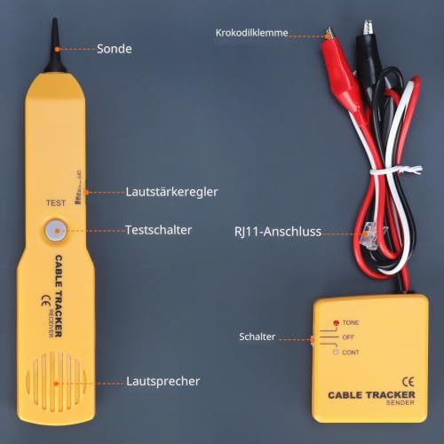 QWORK® High Precision Cable Tester and Finder, RJ11 Cable Tester, Cable Detector and Tone Generator, to Find and Test Circuit Continuity, Batteries Not Included