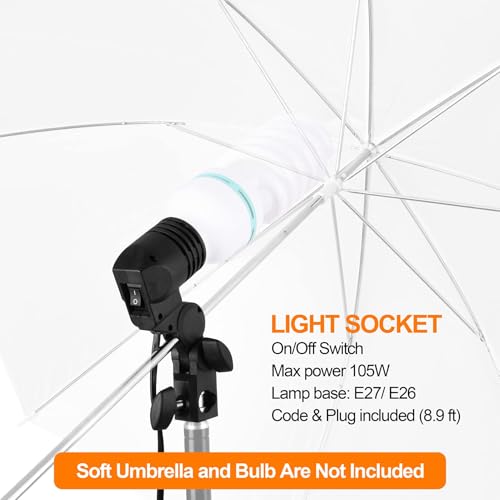 EMART E26 / E27 Light Bulb Socket Adapter with Photo Umbrella Lamp Holder