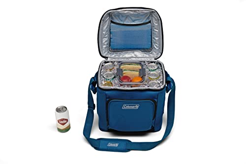 Coleman Chiller Insulated Soft Cooler, Leakproof 9/16/30 Can Cooler with 12+ Hour Ice Retention, Made with Recycled Materials, Great for Lunch, Camping, Beach, Pool, Sports, & More Blue 30 Can