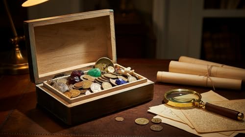 Handmade Wooden Jewelry & Keepsake Box, Decorative Storage Box, 8 x 5 Inch Blue Wash Finish