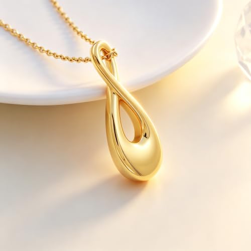 SIYUU Infinity Love Cremation Jewelry for Women Men Urn Pendants for Ashes Holder Memorial Keepsake Urn Necklace Cremation Ashes Jewelry for Pet/Human Gold