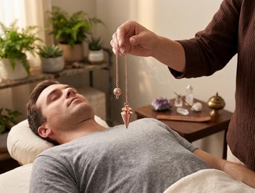 Designer Copper Pendulum for Reiki Healing, Dowsing & Chakra Balancing – Cone Shape Divination & Meditation Tool for Energy Cleansing Cone Shape Copper Pendulum