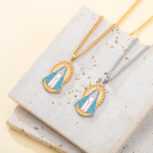VASSAGO Our Lady of Luján Necklace Virgin Mary Pendant for Women Gold