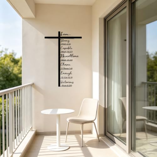 Metal Cross Wall Decor with Scripture Black 60x37cm