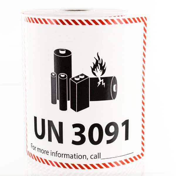 UN3091 Lithium Battery Labels – 4.75” x 4.5” [300 Per Roll] – Warning Stickers for Shipping Compliance – Made in USA Lithium Battery Handling Labels | LabelValue