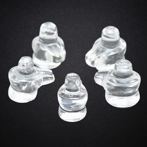 Amazing Gemstone Shiva Lingam Stone Clear Quartz Crystal - Shivling for Pooja, Home Office Room Decor Made of Healing Crystals and Healing Stones - Adiyogi Shiva Lingams
