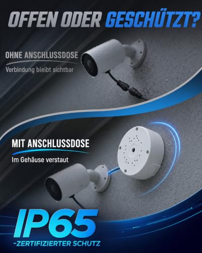 ABS Camera Junction Box Waterproof Pack of 4 for Surveillance Camera | Surveillance camera connection box for indoor and outdoor use, hemispherical for safe and weatherproof camera mounting 4 Stück-White ABS Kunststoff