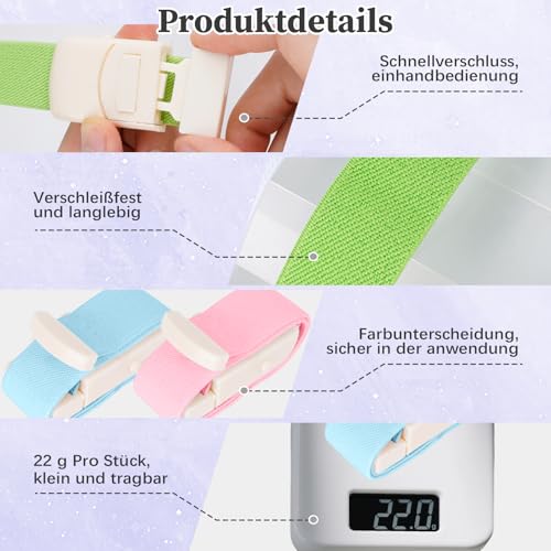 Pack of 6 Storage Tube Blood Removal Highly Flexible Tourniquet with Quick Closure, 15.78 x 0.98 Inch Tear-Resistant Vein Trap for Medical Nurse Tourniquet for Camping, Hiking, Outdoor Sports (6 Colors) 6SE (light color)