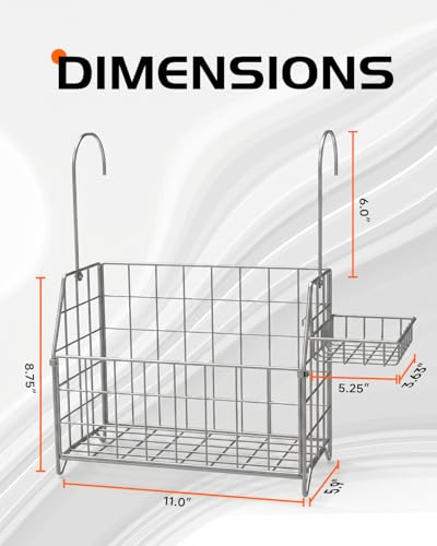 Large Rustproof Shower Caddy Hanging, 304 Stainless Steel Hanging Shower Organizer Basket for Bathroom & Bathtub, Over the Rod Shower Rack for Shampoo, Conditioner, Soap & Bath Accessories(Silver) Silver
