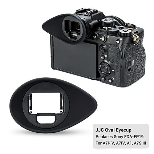 JJC Camera Viewfinder Eyecup Eyepiece for Sony A7R VI A7R V A7R5 A7 IV A7M4 A7S III A7SIII A7S3 A1 Alpha 1 Replaces Sony FDA-EP19 Eye Cup, Oval Shape Soft Silicone and 360° Rotatable Design Oval Shape Replaces FDA-EP19