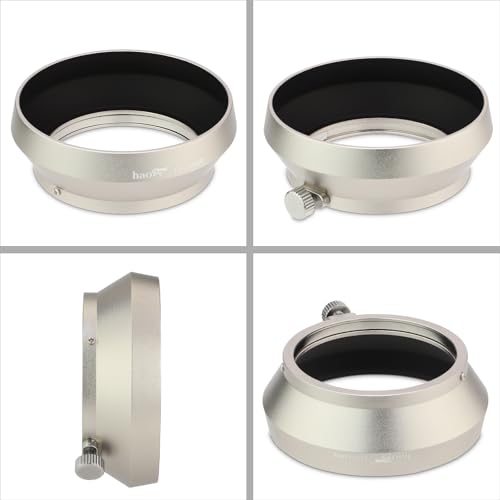 Haoge LH-M48W Metal Lens Hood Shade for Olympus M.ZUIKO Digital 17mm F1.8 Lens Replace LH-48B Silver [Silver-Round]