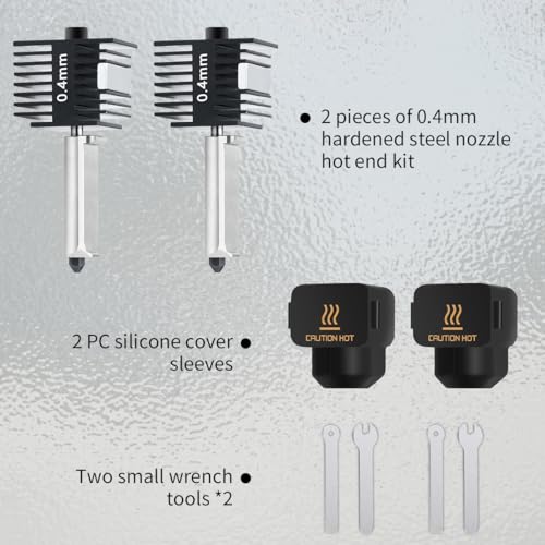 3D Printer 0.4mm Hotend Kit for Bambu Lab A1 and A1 Mini Hardened Steel Nozzle with Silicone Sock and Tools Replacement Extruder Accessories, 2pcs 2*A1