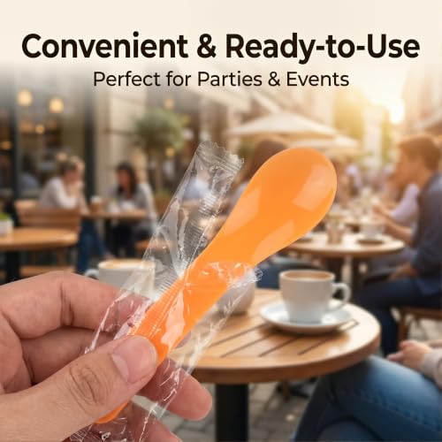 Color changing dessert spoons by Gugowin, 80-pack with pink, blue, orange, purple spoons, individually wrapped for easy serving.