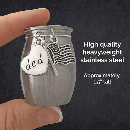 Dad Veteran Small Urn for Human Ashes Mini American Flag Cremation Urn