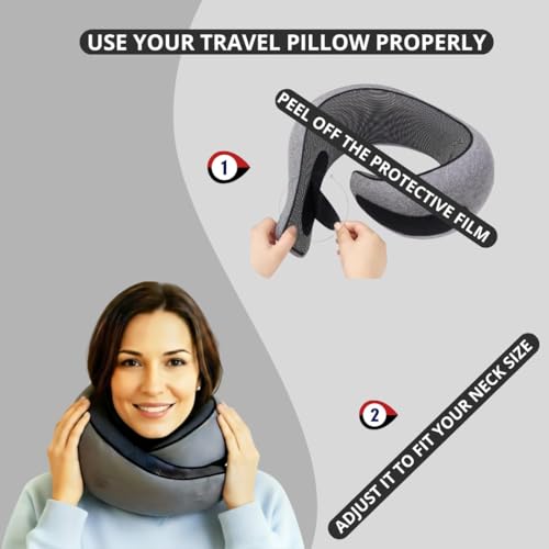Travel Neck Pillow | for Airplane, Car and Home Use | Memory Foam Travel Pillow | Fits Adults and Kids | Ergonomic U-Shaped Design