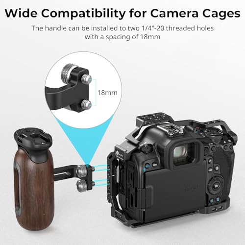 SmallRig Wooden Side Handle for Camera Cages with 1/4"-20 Threaded Holes, Left or Right Side Ergonomic Handgrip, 28mm / 1.1in Vertical Adjustment, 15kg / 33.1lb Load Capacity with 1/4"-20 Screws