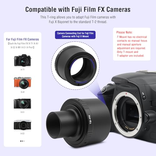 Alstar T T2 Lens Adapter Ring and T Adapter (T-Mount) for Fuji FX Camera