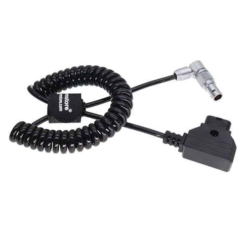 Teradek SmallHD ARRI RED Flexible Coiled Power Cable D-tap to Rotatable 0B 2-Pin Male Right Angle, Gold Mount V-Mount Dtap to Teradek Bolt, Z CAM Rotatable 2 pin, coiled cable
