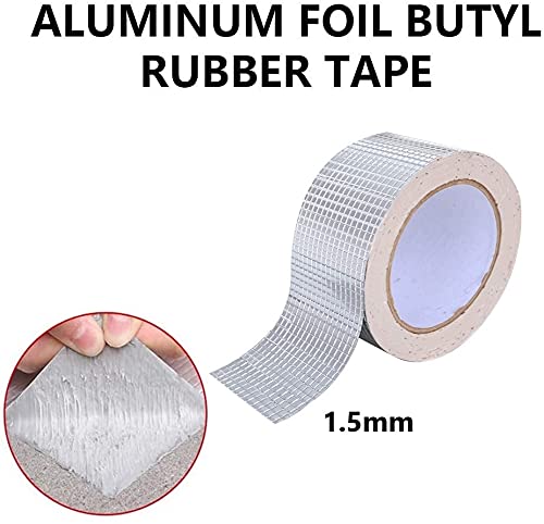 2012 Butyl Tape Waterproof Aluminum Butyl Rubber Tape 2" W X 16.4'L, Outdoor Hatch Cover Flashing Permanent Waterproof Leak Proof Repair Tape for Pipe/Metal/RV Awning/Roof Leak/Window Seal/Boat