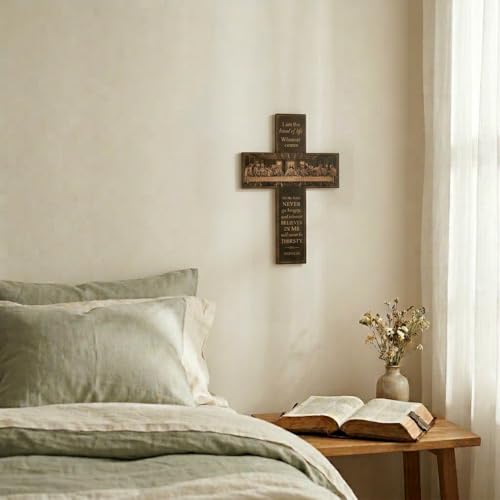 She Love Wooden Cross Wall Decor, 12 Inch Lightweight Christian Wall Art