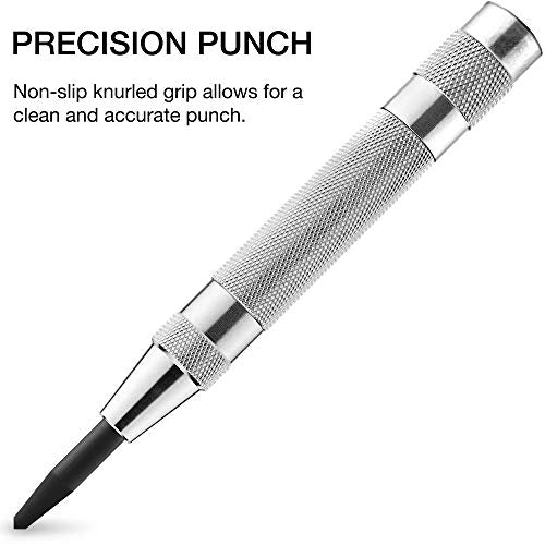 NEIKO 02639A 6-inch automatic center punch with adjustable spring impact and chrome-plated shank