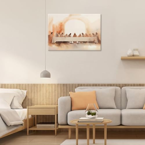 QQXKVXOB Jesus Last Supper Wall Art Leonardo da Vinci Canvas Print Posters Wall Decor Christian Home Decor for Living Room Dining Room Prayer Room Bedroom 12x16 in Jesus02 12"L x 16"W