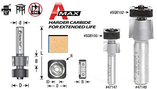 Amana Tool - 47147 Carbide Tipped Laminate Trimmer with Euro Square Bearing 1/2 Dia x 19/6
