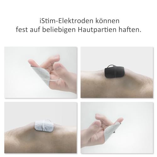 iStim 16 TENS Electrodes 5 x 10 cm - Super Soft, Self-Adhesive & Reusable White Pads for TENS EMS Devices - Certified Medical Device for Pain and Muscle Therapy with 2 mm Connection