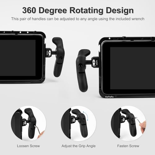 StarGrip Camera Side Handle Grip for DSLR & Mirrorless Cage, 360° Adjustable Ergonomic Handgrip Pair with 1/4” Screw, Compatible with Smartphone Rig, Monitor & Video Camera