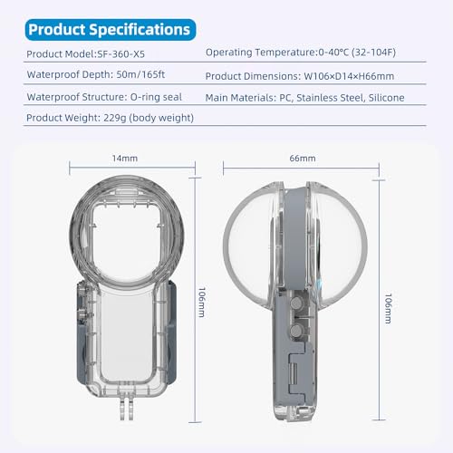 SHOOT Waterproof Case for Insta360 X5 Action Camera