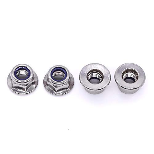 [Australia - AusPower] - M8 x 1.25mm (10 PCS) Flange Washer Nylon Insert Hex Locknuts Lock Nuts, 304 Stainless Steel 18-8, Bright Finish, Coarse Thread UNC, A2-70 SS, DIN6926 M8-1.25 10 