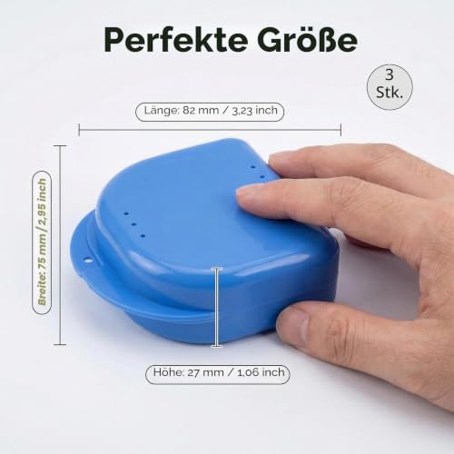 Braces Box, Pack of 3 - Practical and Hygienic Storage Box for Braces, Prostheses and Mouth Guard - Fun Colours for Children and Adults