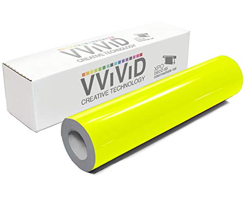 VViViD DECO65 Neon Fluorescent Permanent Adhesive Craft Vinyl Roll (1ft x 5ft, Neon Fluorescent Yellow) 1ft x 5ft