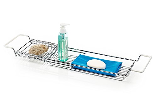 Home Intuition Stainless Steel Expandable Shower Bathtub Tray Over the Clawfoot Tub Bath Caddy 1