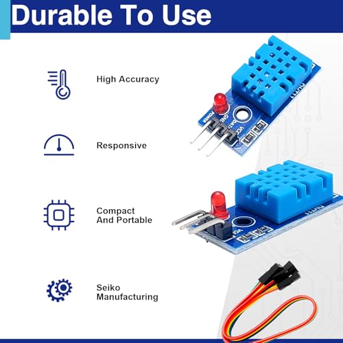 Usdrwam DHT11 digital temperature and humidity sensor modules, 6-piece set with sensor probes