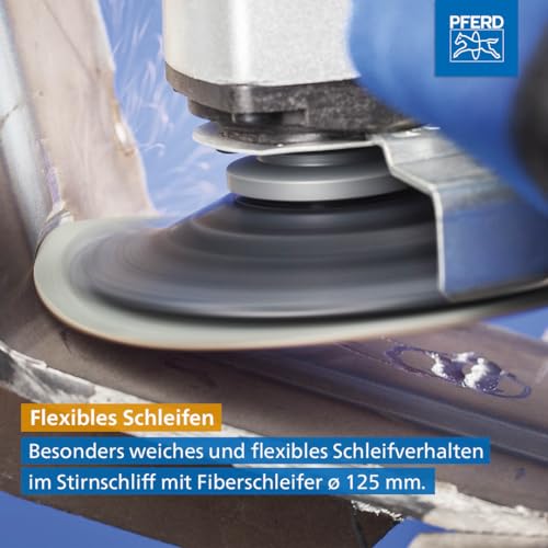 PFERD TOOLS COMBICLICK Fibre Disc Set, 9 Pieces, Corundum Diameter 125 mm, A36, 60, 80, 120 Including Support Plate, 42098001 - for Universal Applications with Angle Grinder Combiclick 125 Universal Fibre Disc Set 36-120