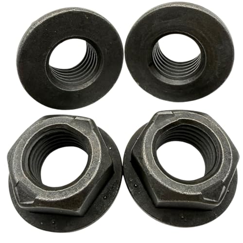 Quantum Forge 7/8"-9 Grade G all-metal flange top lock nuts, phosphate and oil coated steel hex nuts, 4 pack